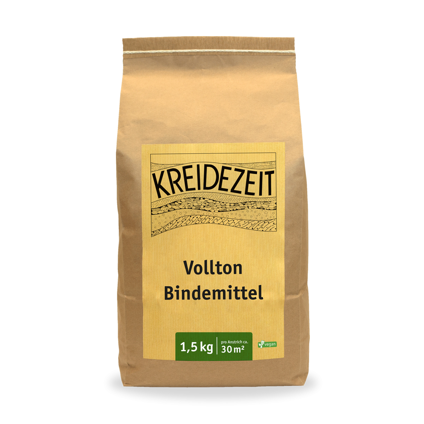 Volltonbindemittel Braunbeutelfüllung mit beschriftetem Label für Vollton-Bindemittel, 5 kg.