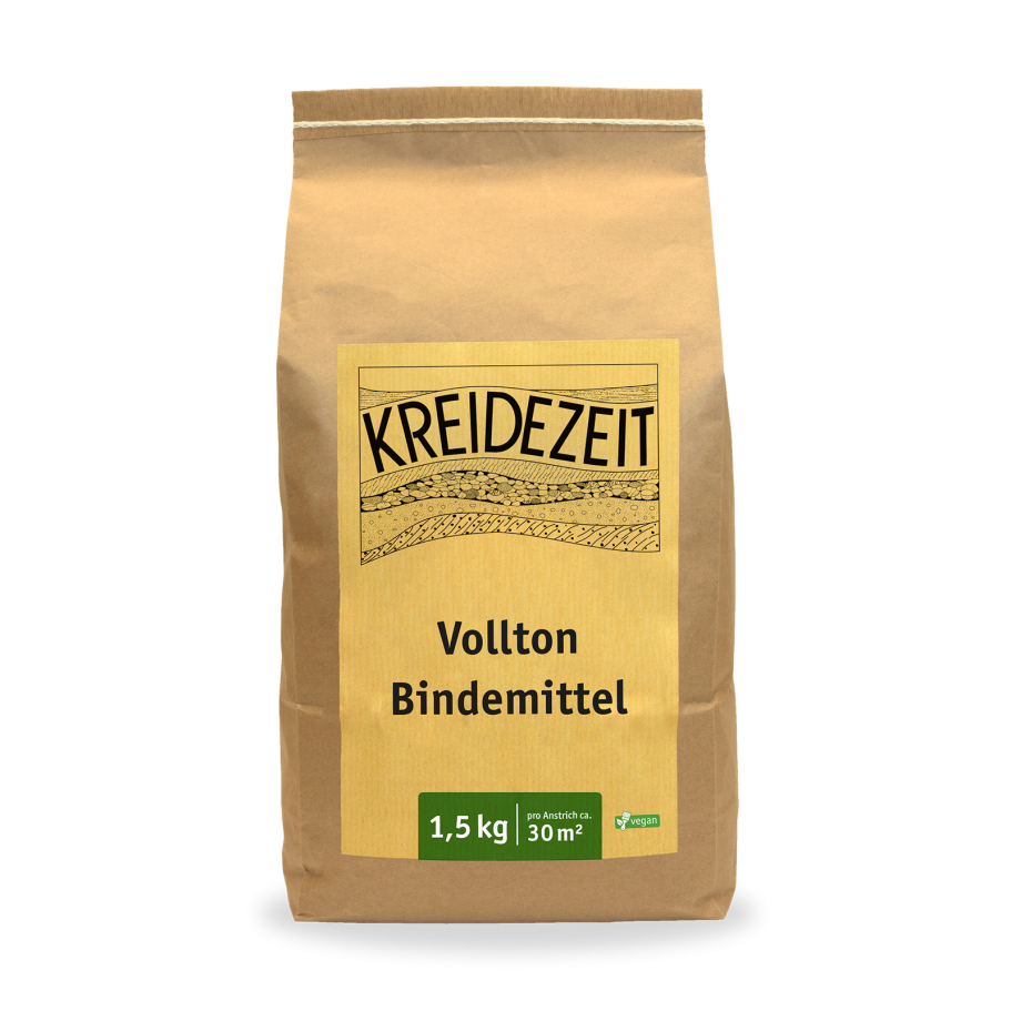 Volltonbindemittel Braunbeutelfüllung mit beschriftetem Label für Vollton-Bindemittel, 5 kg.