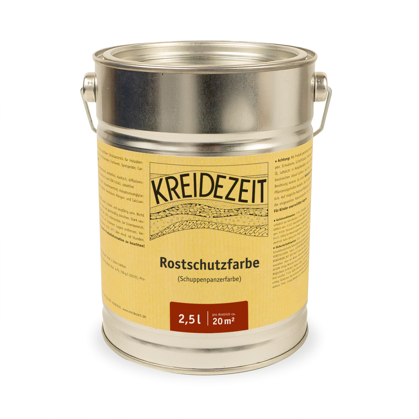 Rostschutzfarbe Zinkgelbe Rostschutzfarbe in einem metallischen Farbwanne.