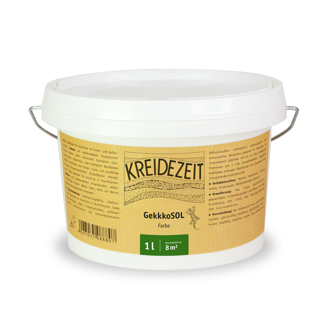 GekkoSOL Farbe Weißer Eimer mit Kreidefarbe von Kreidezeit, 11 Liter.